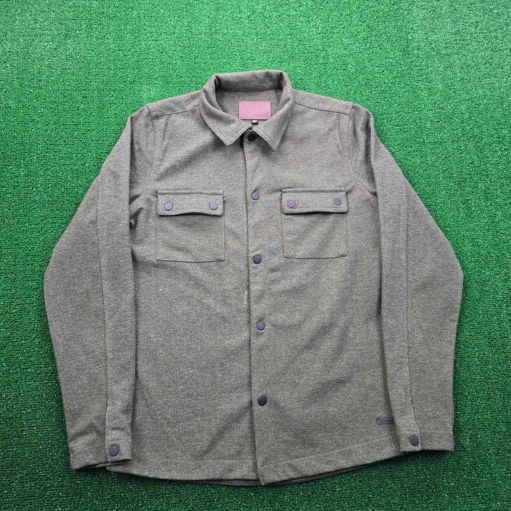 Civil Society Shacket Mens Medium Forest Green Snap Button Up Long Sleeve